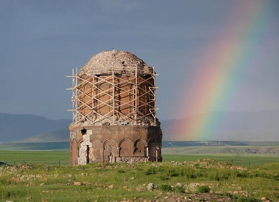 Rainbow after a storm at the Church of the Holy Redeemer, Ani, Türkiye.
